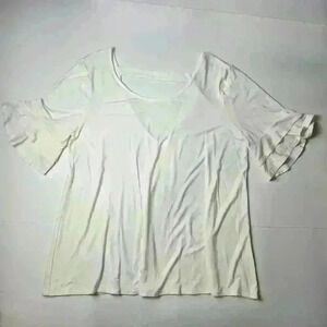 Maurices V Back White Flutter sleeve Top Medium